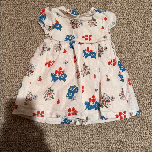 Baby Boden Other - Baby Boden White Linen Dress with Red and Blue Floral